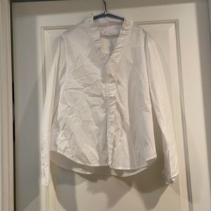 White gap button down shirt with frills. Size small.